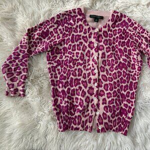 Vintage 1990's Banana Republic Cashmere Fun Animal Print Cardigan